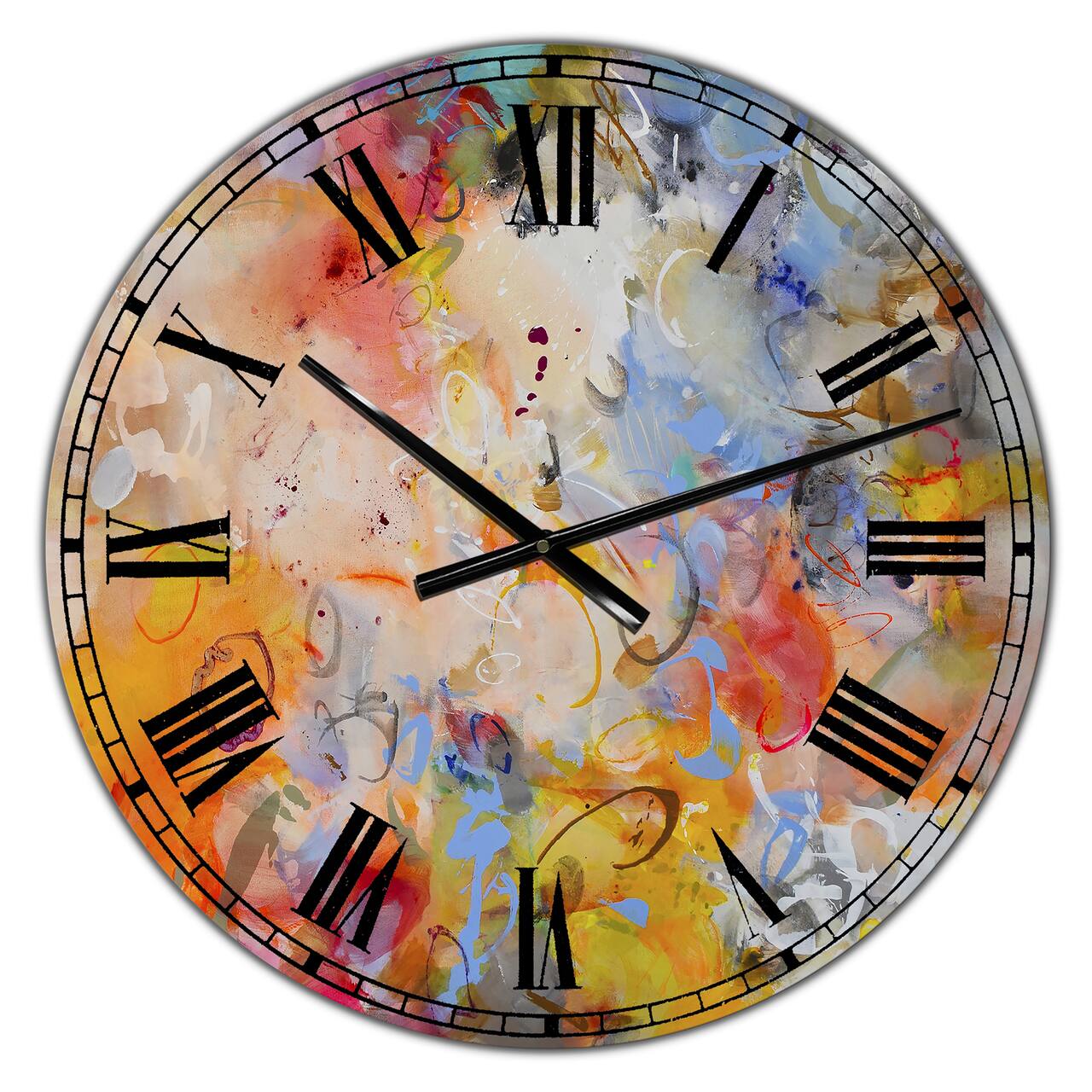 Designart Blue And Yellow Color Whirls Wall Clock